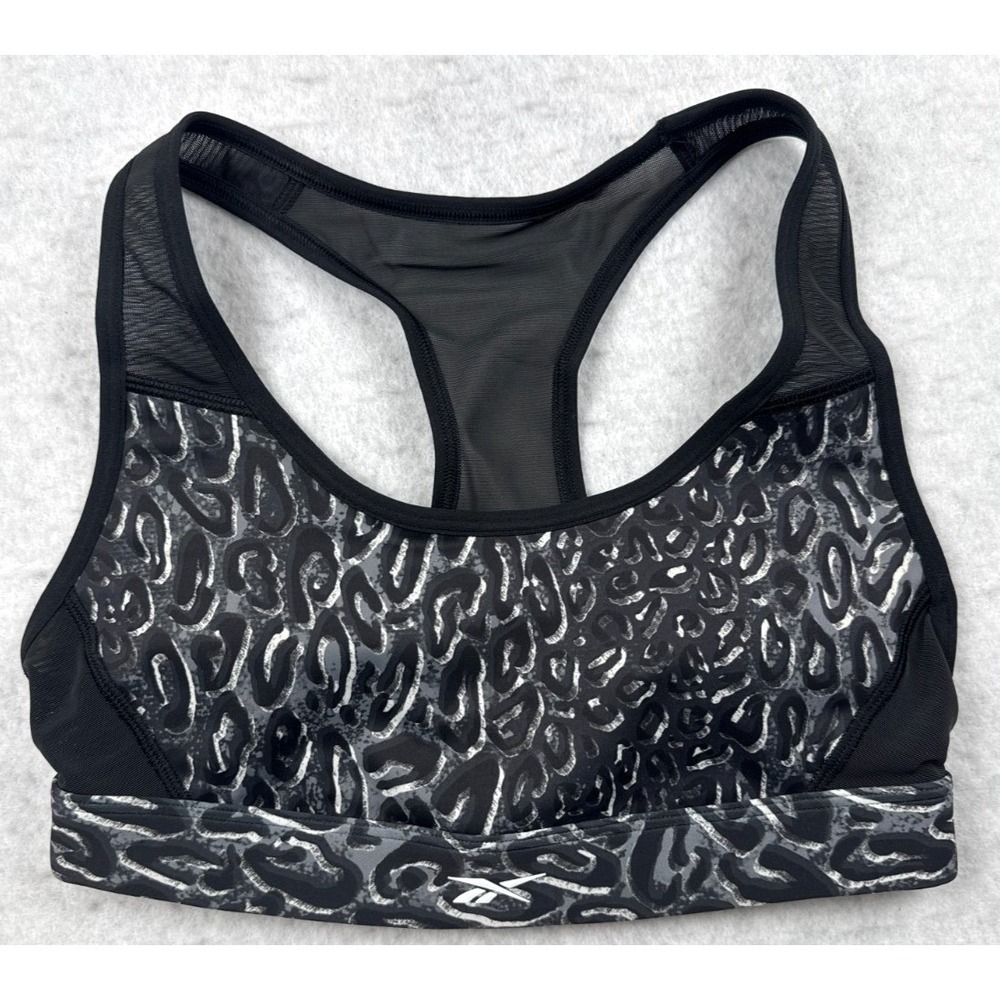 Reebok Lux Racer Womens Small Black Animal Print Sports Bra NWT‎